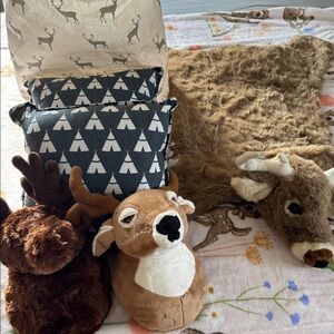 Plush Deer Rug and Moose and Deer wall mount for Nursery/Boys Room
